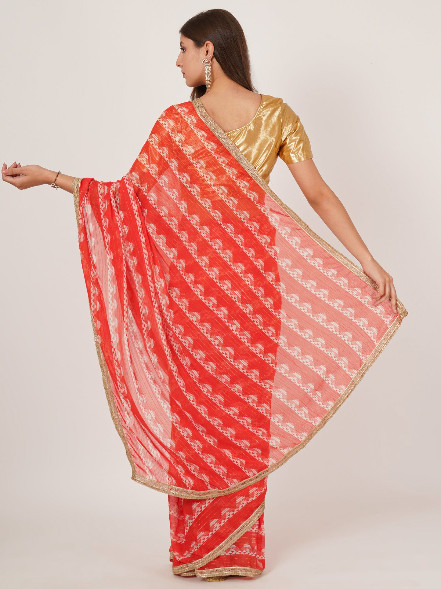 Red Printed Pure Georgette saree