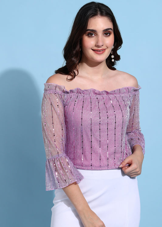 OFF SHOUDER EMBELLISHED TOP