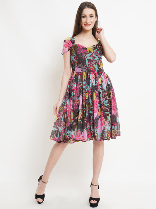 Fit and Flare printed dress