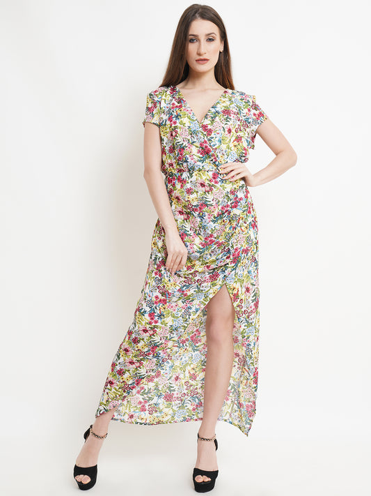 PRINTED WRAP DRESS