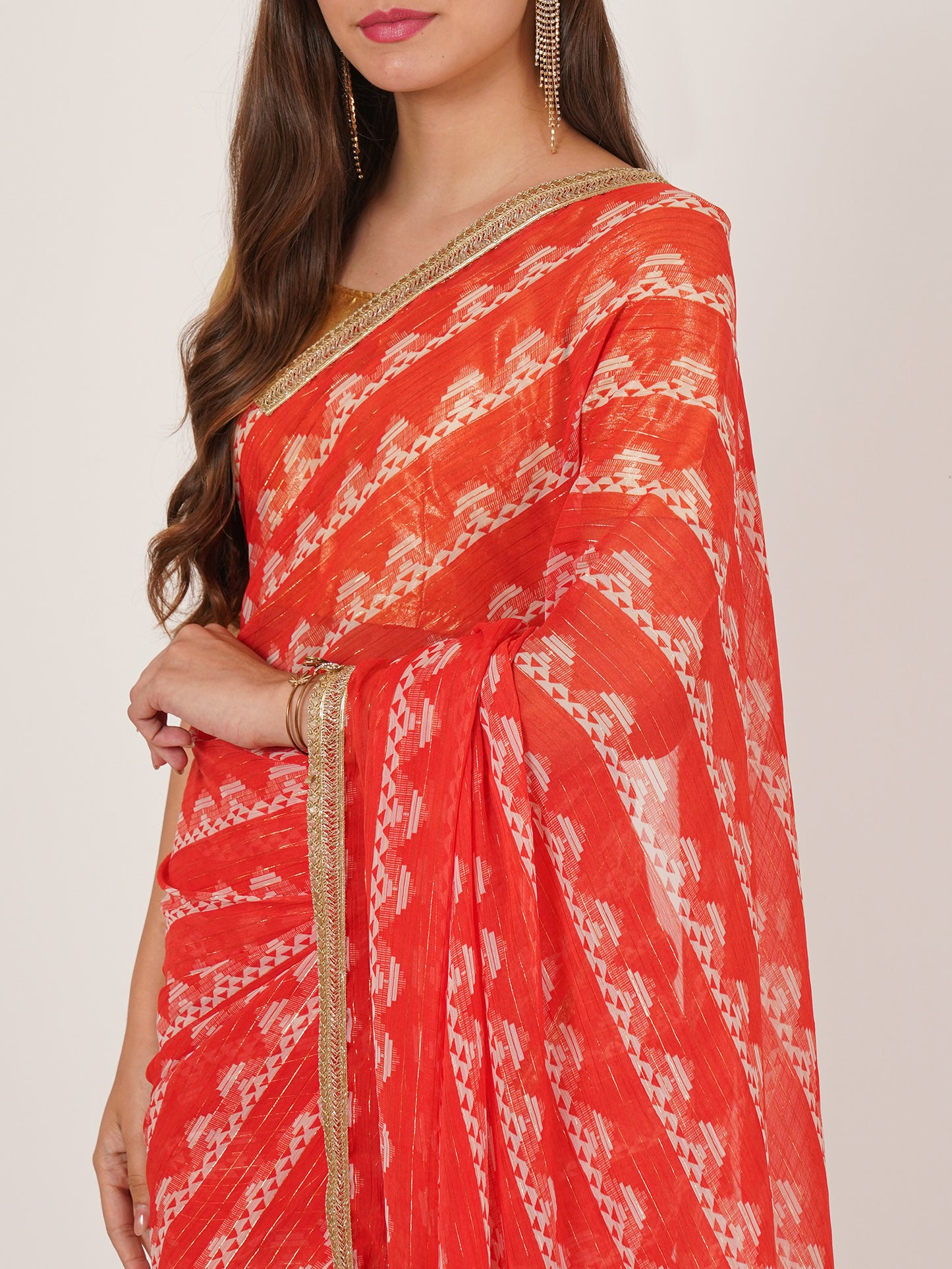 Red Printed Pure Georgette saree