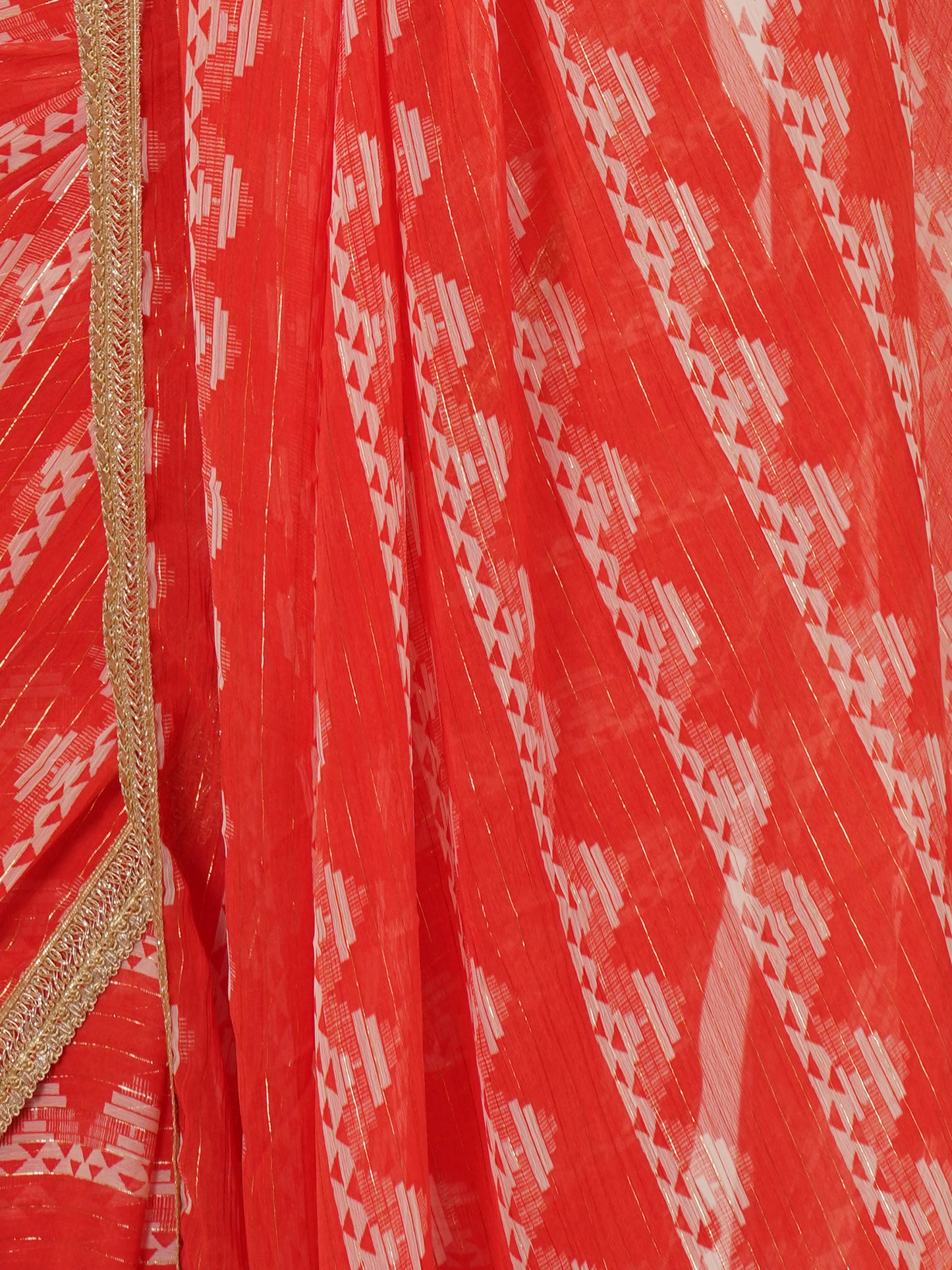 Red Printed Pure Georgette saree